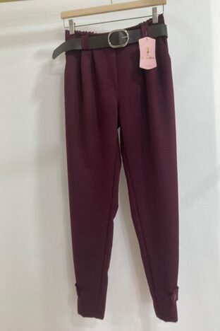 Pantalón botón burdeos
