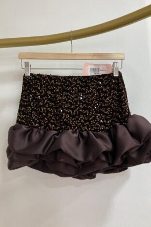 Minifalda lentejuelas marrón