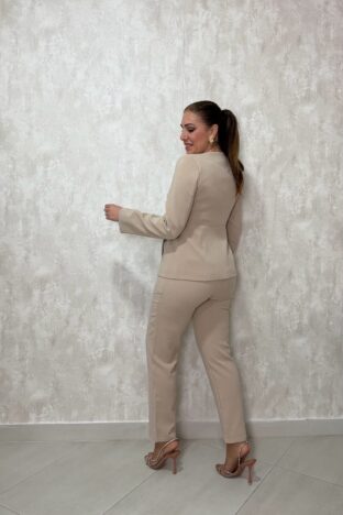 Pantalón traje beige