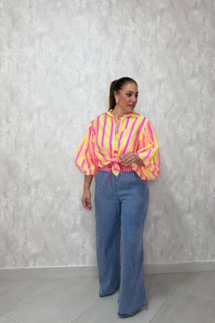Blusa rayas fluor rosa