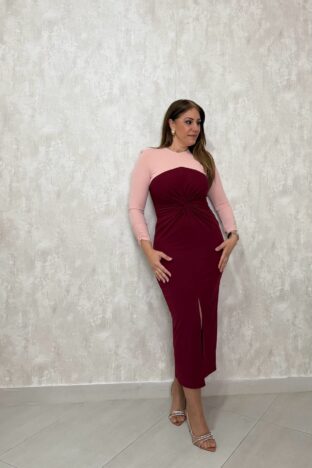 Vestido nudo rosa/burdeos