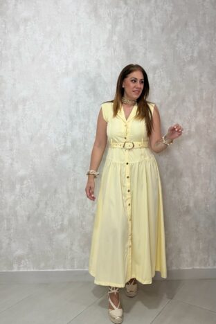 Vestido abotonado amarillo