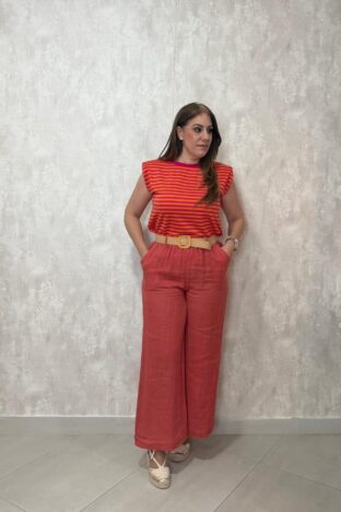 Pantalón lino coral
