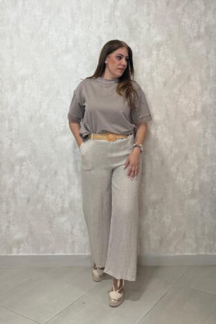 Pantalón lino beige