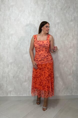 Vestido floral naranja