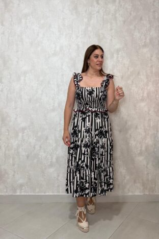 Vestido raya flor negro