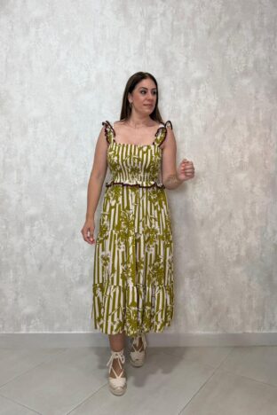Vestido raya flor verde