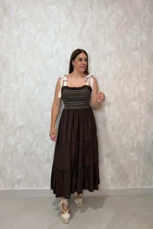 Vestido elástico marrón