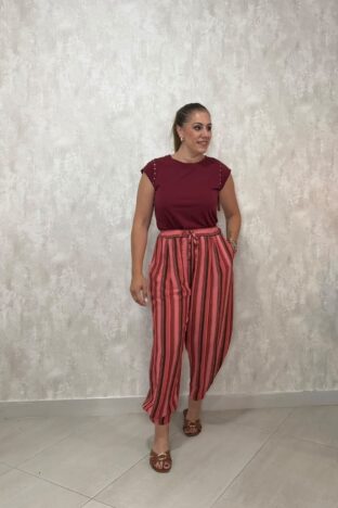 Pantalón balú rayas rosa