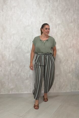 Pantalón balú rayas verde