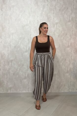 Pantalón balú rayas marrón