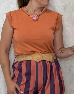 Camiseta lavada naranja