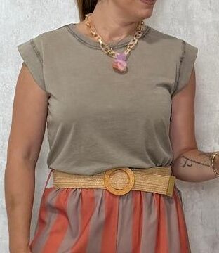 Camiseta lavada camel