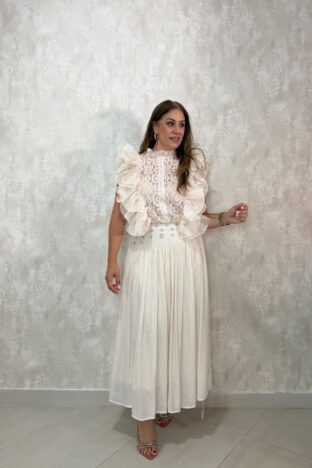 Falda brillos beige