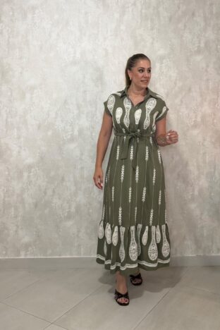 Vestido camisero largo verde