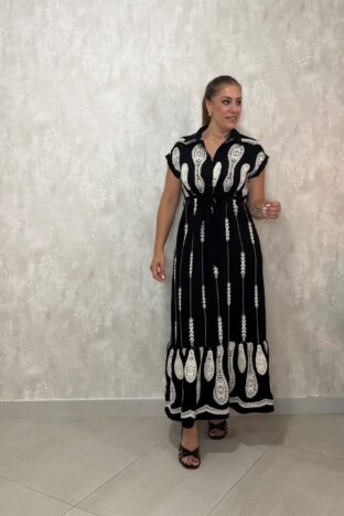 Vestido camisero largo negro