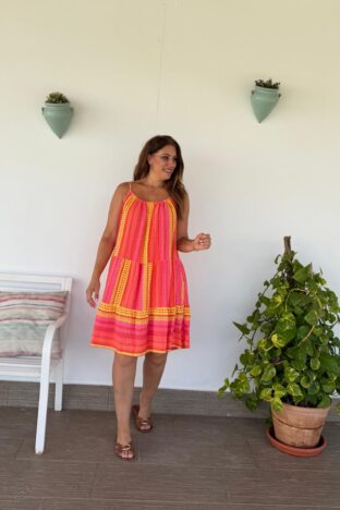 Mini vestido fluor rosa