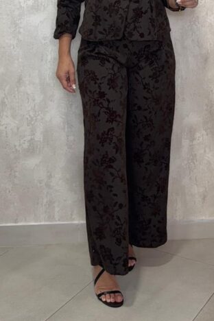pantalón flor terciopelo marrón