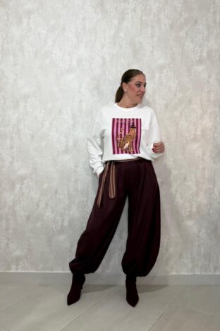 Pantalón bombacho burdeos