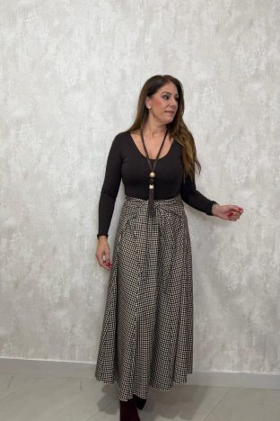 Falda Vichy marrón