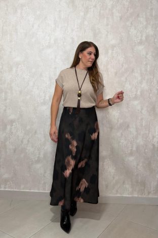 Falda satén estampada