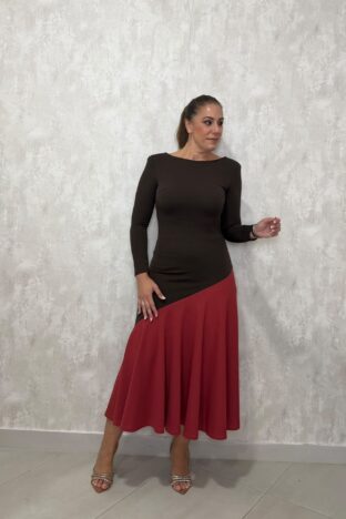 Vestido bicolor marrón