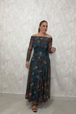 vestido tul estampado